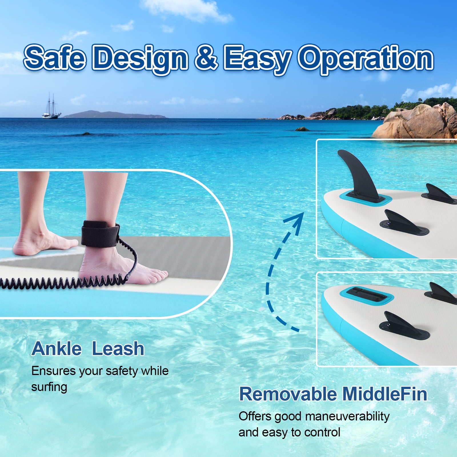 XKZJPG 10' Inflatable Stand-up Paddle Board, Extra Wide Design for Yoga & Fishing, Includes Backpack