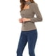 thumbnail image 4 of INSPIRAR CHIC Blusa Elegante Casual de Manga Larga con Cuello Choker y Estampado de Houndstooth en Color Marrón, 4 of 6