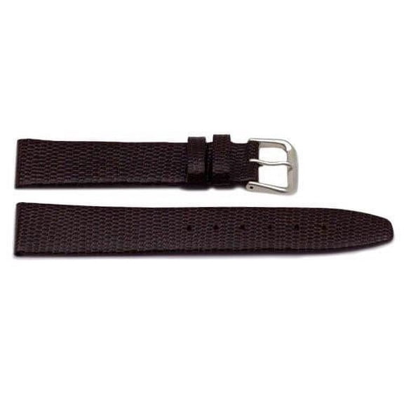10mm Genuine Leather Lizard Grain Dark Brown Watch Strap