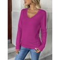 thumbnail image 4 of Zeagoo Women' Fall V Neck Sweaters Long Sleeve Tops Fashion Clothing, 4 of 5