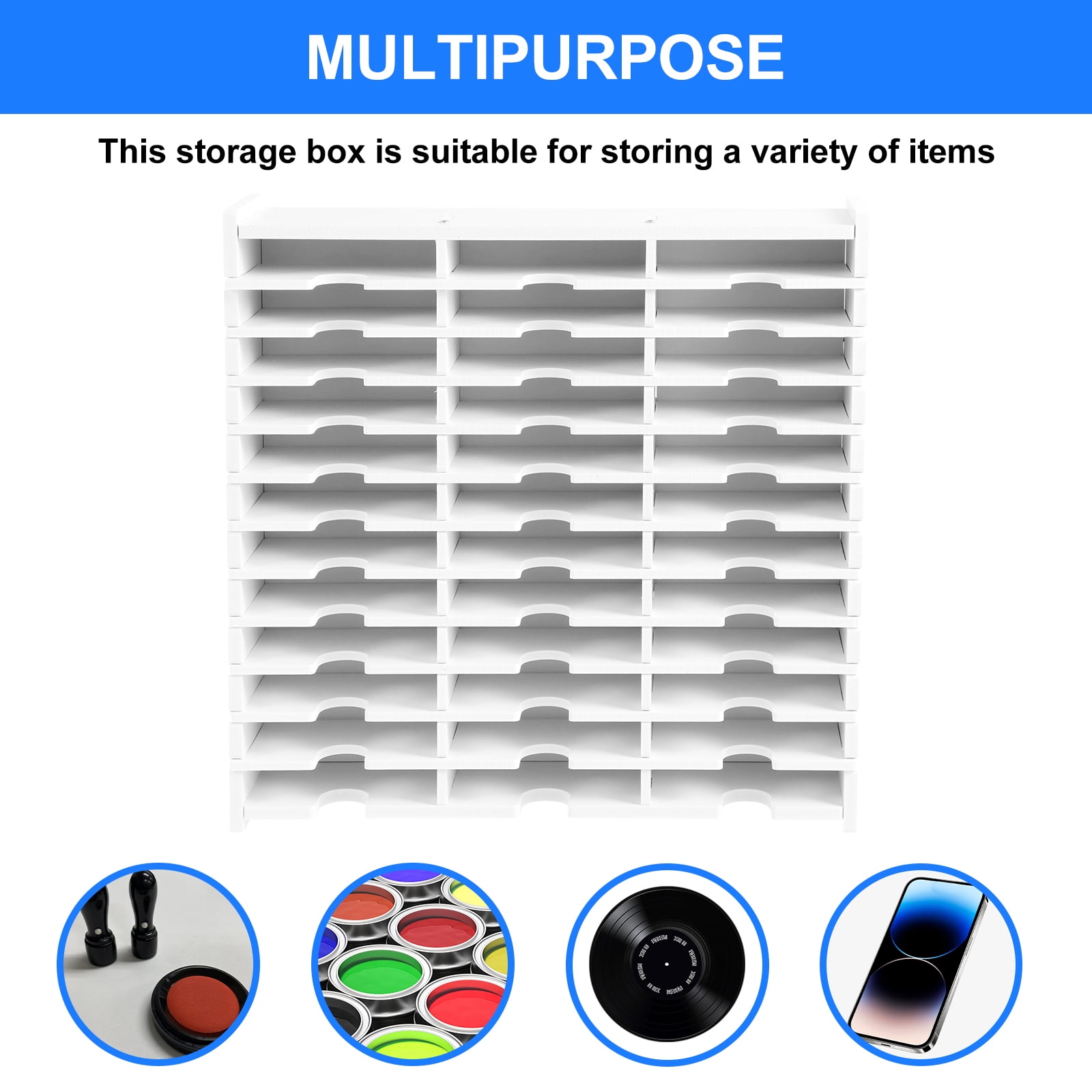 Austok 36 Slots Ink Pad Printing Storage Box Large Capacity Items Plastic Racks for DIY Craft Supplies