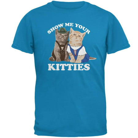 Oktoberfest Show Me Your Kitties Lederhosen Dirndl Beer Maiden Cat Mens T Shirt