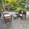 thumbnail image 1 of paproos 4 Piece Outdoor Patio Furniture Set, All-Weather Wicker Sectional Sofa Set with Cushions, Glass Dining Table, Loveseat Sofa and 2 Arm Chairs, Rattan Conversation Set for Garden Poolside Porch, 1 of 12