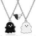 thumbnail image 1 of 2 Friendship Necklace For 2 Girls Best Friend, Bff Necklace For 2 Women's Silver Chain, Ghost Necklace Heart Pendant For Sister Friend Gift Young Girl, 1 of 5