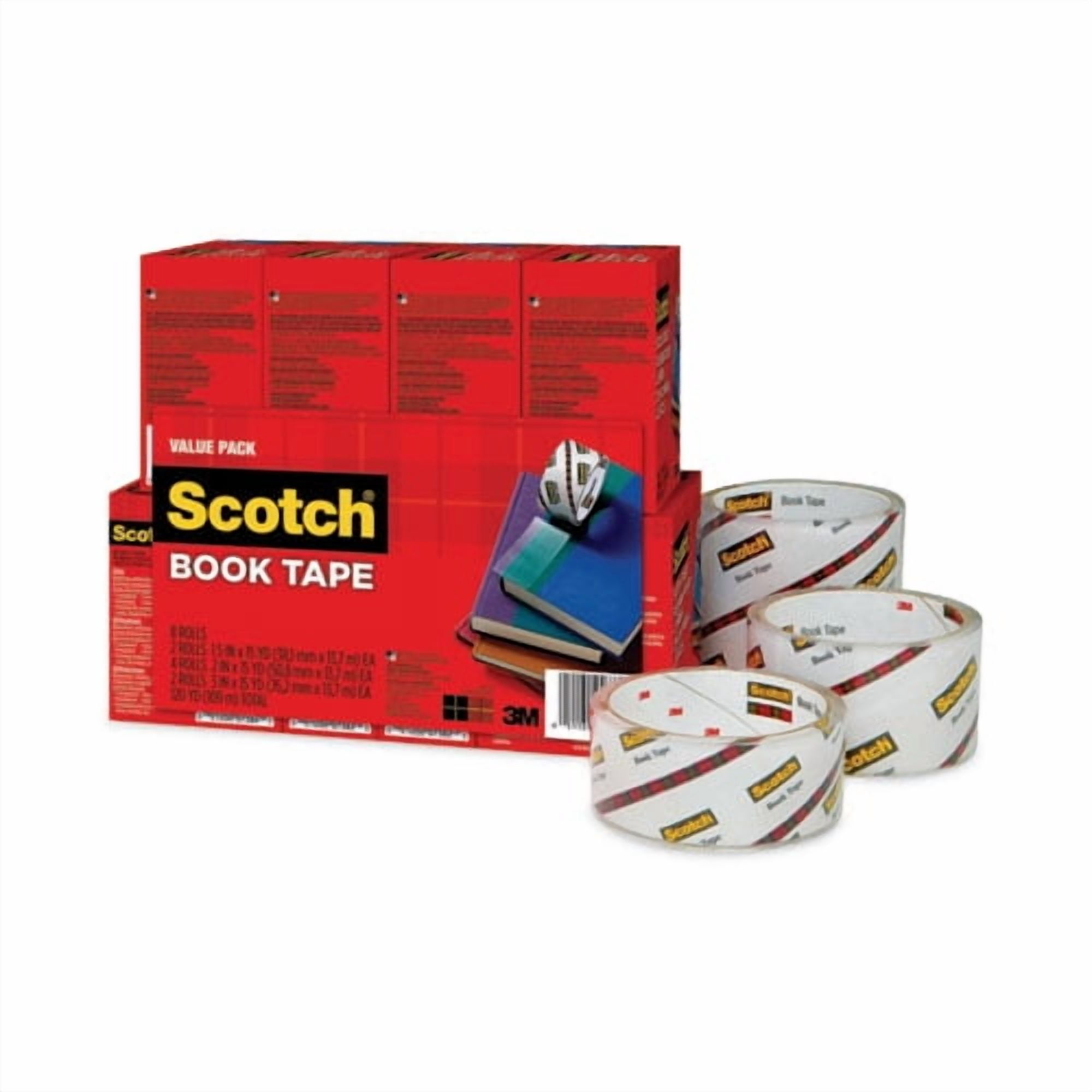 Book Tape Value Pack, 3" Core, (2) 1.5" X 15 Yds, (4) 2" X 15 Yds, (2) 3" X 15 Yds, Clear, 8/pack | Bundle of 2