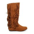 thumbnail image 2 of Liliana DA80 Women Knee High Calf Vertical Fringe Western Flat Riding Boot, 2 of 5