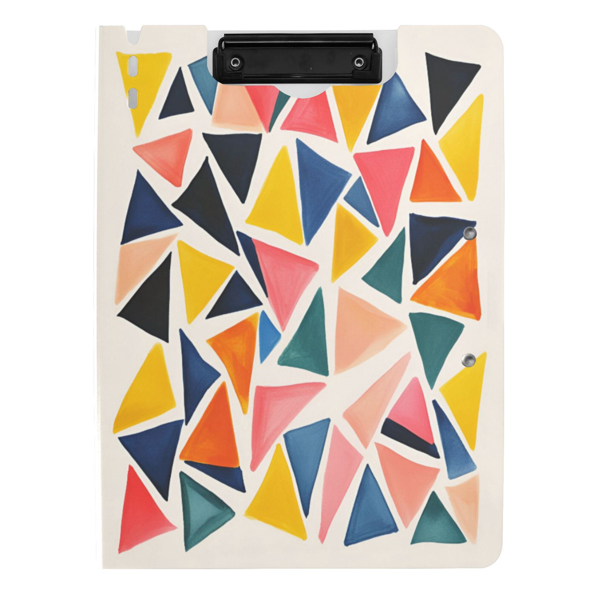 FORMRS A4 Clipboard Folder with Pen Holder Horizontal Foldable School Office Binder, Abstract Triangles