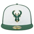 thumbnail image 2 of Men's New Era  White/Hunter Green Milwaukee Bucks Repeat 59Fifty Fitted Hat, 2 of 5
