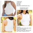 thumbnail image 4 of Camiseta sin mangas corta para mujer, espalda en forma de I, dobladillo curvo ajustado, chaleco sin mangas de verano de Color puro, 4 of 5