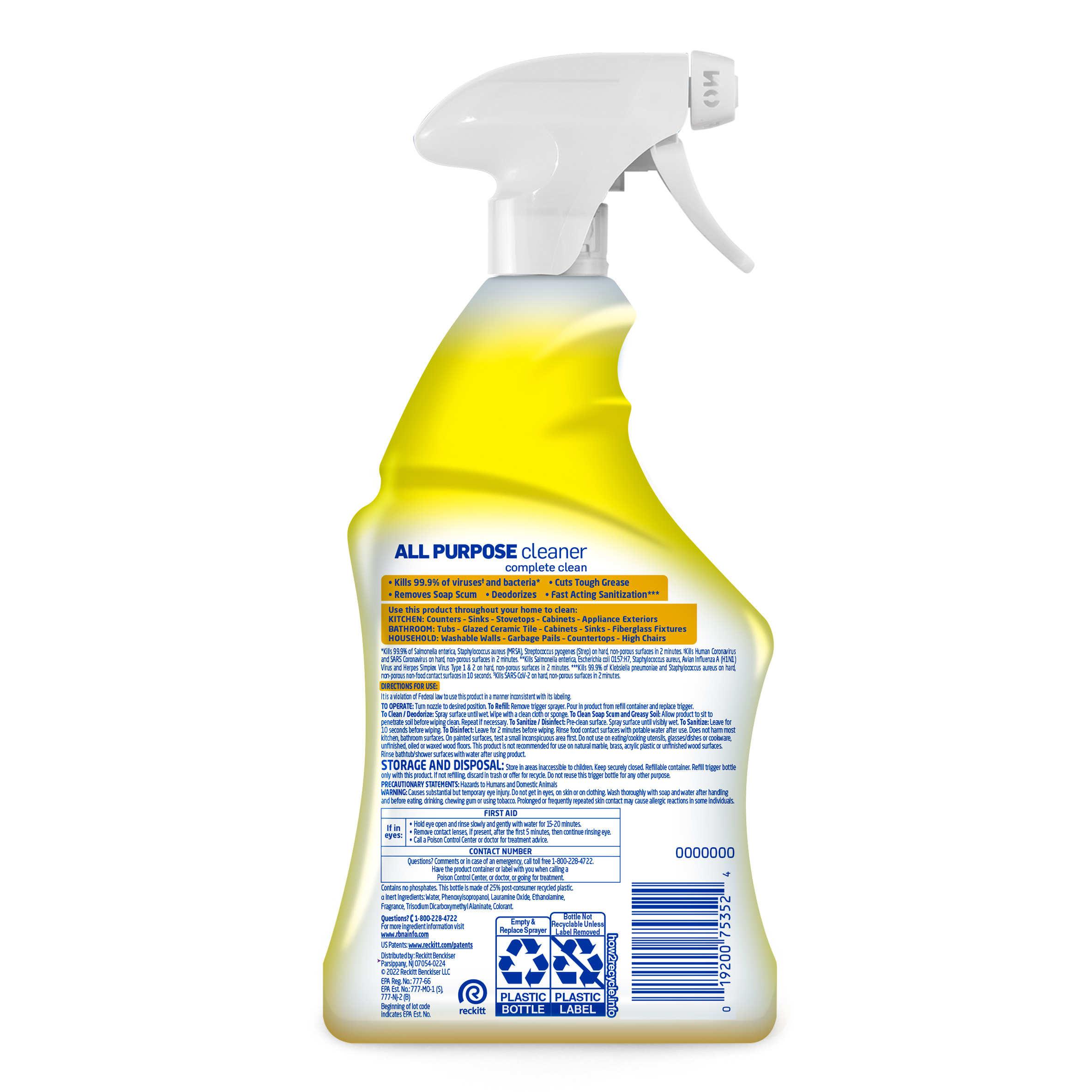 Lysol All-Purpose Cleaner, Sanitizing and Disinfecting Spray, To Clean and Deodorize, Lemon Breeze Scent, 32oz - image 2 of 6