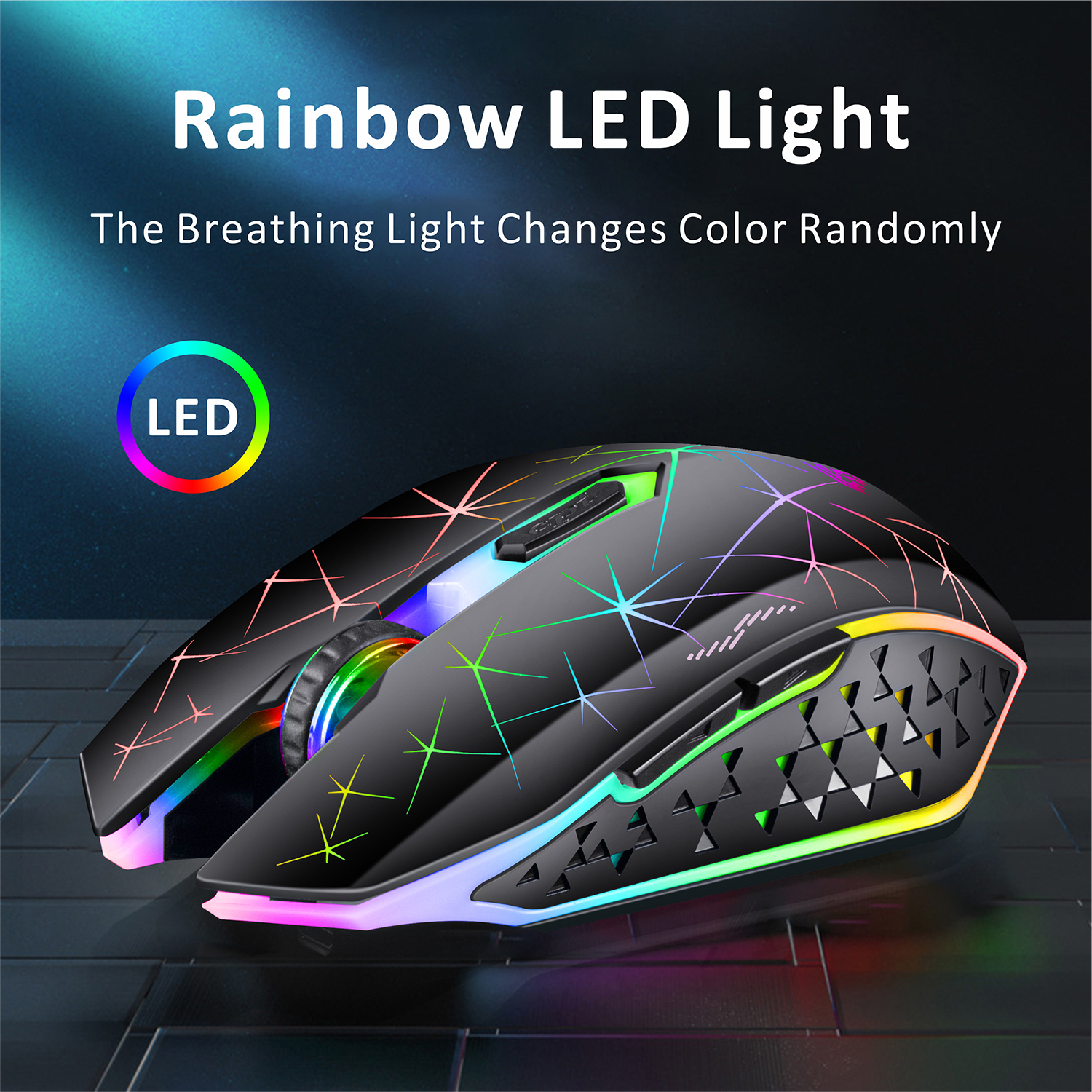 TENMOS Wireless Gaming Mouse, Rechargeable, Silent, LED, Black photo 6