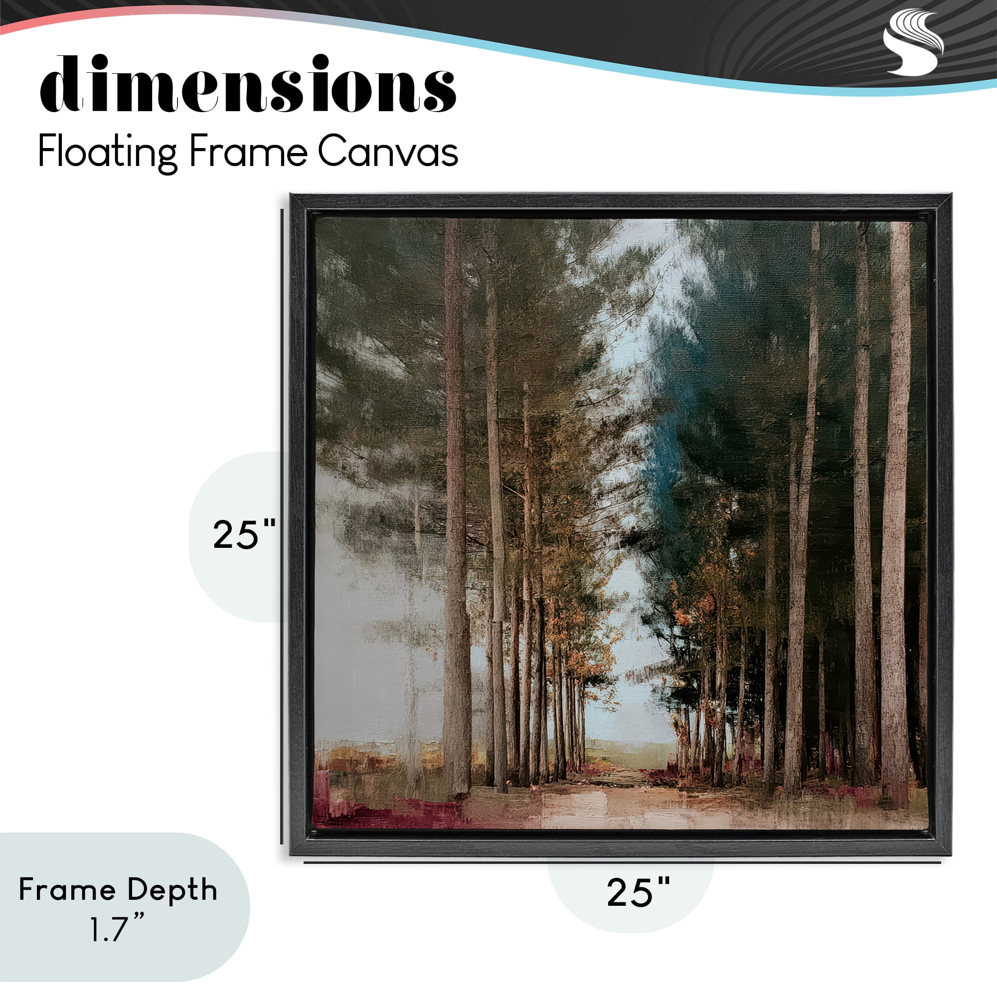 Stupell Industries Tall Trees Pathway Black Framed Floater Canvas Wall Art, design by Kim Curinga