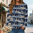 thumbnail image 2 of larppty Women's Ugly Christmas Sweatshirts with Print Funny Graphic Sweater for Xmas Party （Navy, XL）, 2 of 6