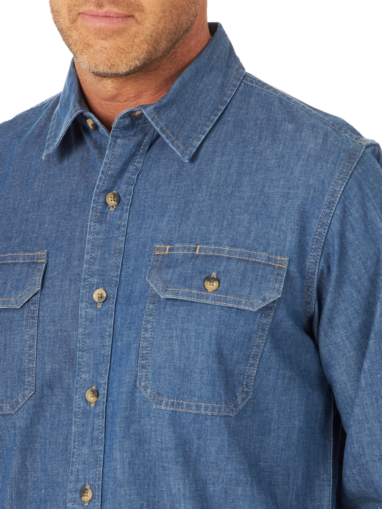 Wrangler Men's Epic Soft Long Sleeve Relaxed Fit Denim Shirt