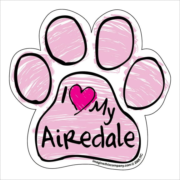 Airedale Pink Scribble Paw Magnet