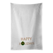 Pigs - Hungarian Mangalica Pig Happy Holidays White Kitchen Towel Set of 2 19 in x 28 in