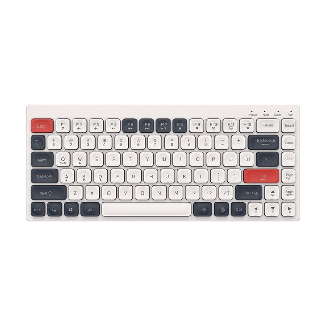 Miulika Compact 84 Keys Gaming Keyboard Ergonomic Quiet Triple Mode Silent Mini Keyboard White and Blue