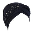 thumbnail image 2 of Herrnalise Women Beading India Hat Muslim Ruffle Chemo Beanie Turban Wrap Cap, 2 of 2
