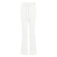 thumbnail image 6 of Hfyihgf Women High Waist Velvet Pants Casual Bow-Knot Belt Stretch Wide Leg Long Palazzo Pants Trousers Regular Size(White,XL), 6 of 7