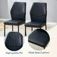 thumbnail image 4 of Hi loPres Set of 4 Modern Dining Chairs, Black PU Leather Side Chairs with Ergonomic Vertical Striped Back and Black Metal Legs for Kitchen, Office, 4 of 7