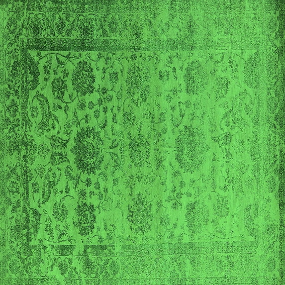 Ahgly Company Indoor Square Oriental Green Industrial Area Rugs, 4' Square