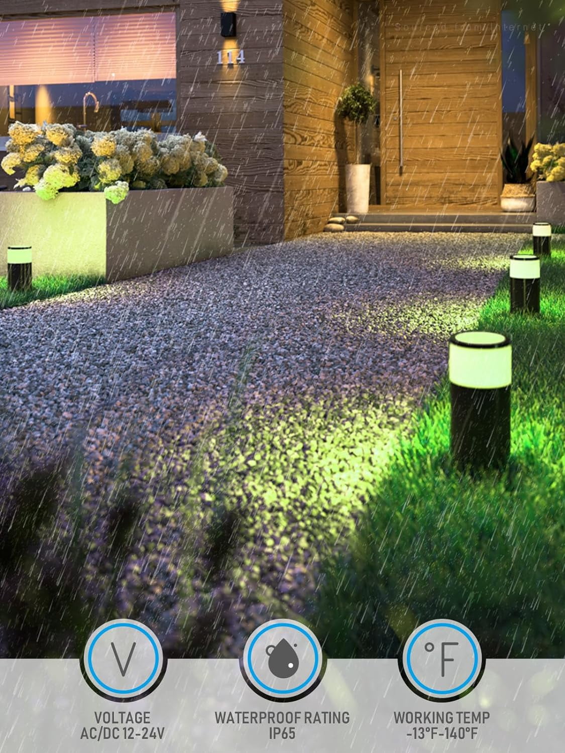 24 Pack LED Garden Lights, 12-24V AC/DC Low Voltage Wired Landscape Path Lighting, RGBW