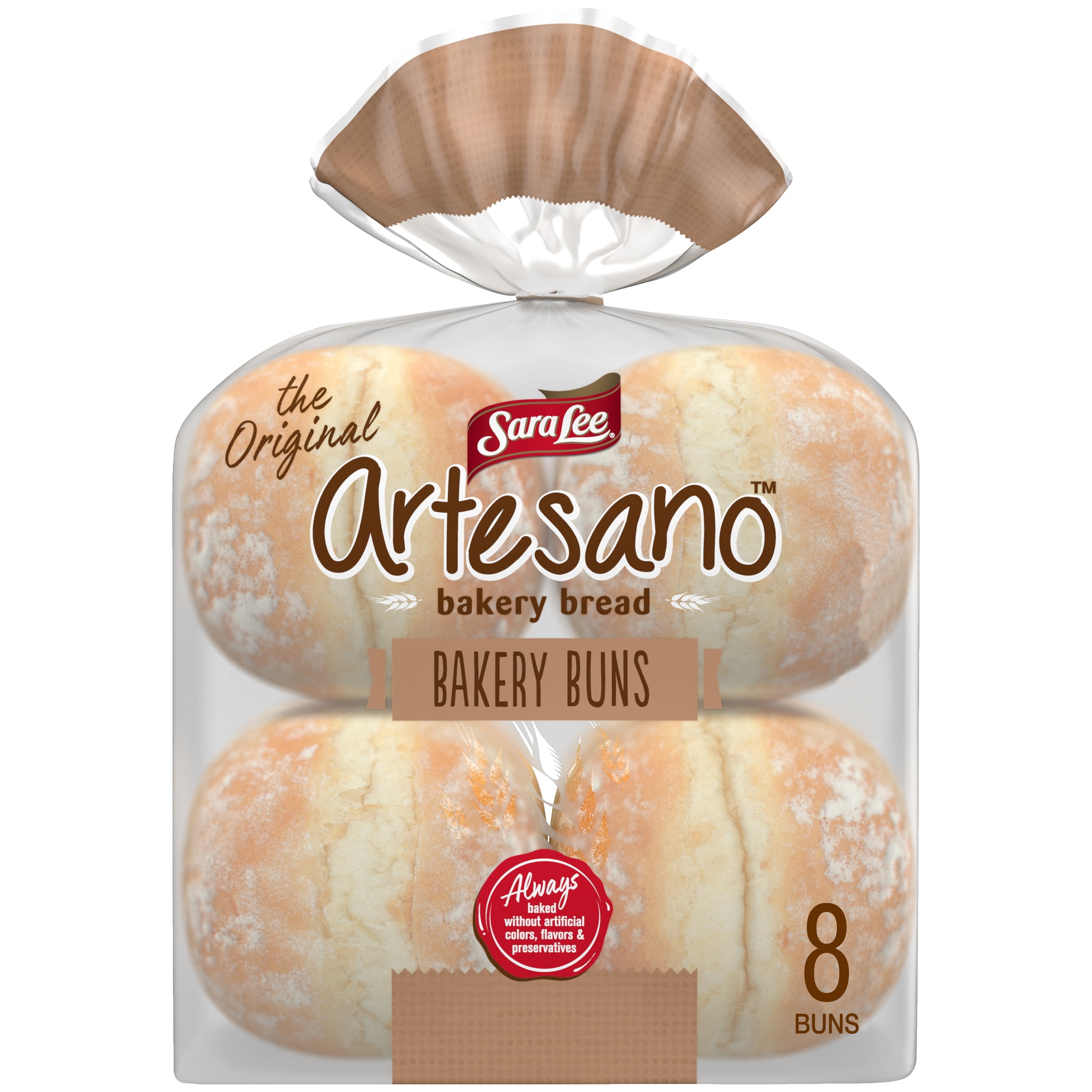 Sara Lee Artesano Bakery Buns, No High Fructose Corn Syrup, 8 Buns, 19 Ounce Pack