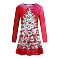 thumbnail image 3 of WaiiMak Robe de Mode pour Femmes Imprimé Arbre de Noël Manches Longues Col Rond, 3 of 4