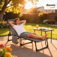 thumbnail image 2 of Chaise Lounge Chair Outdoor, 5-Position Adjustable Sun Tanning Chair with Carrying Handle and Side Pocket, Folding Bed Cot with Removable Pillow for Garden, Beach, Patio, Pool, Camp, Gray, 2 of 9