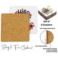 thumbnail image 4 of Inkdotpot Set of 6 Drink Coasters DecorativeNon,SlipCork Base4-inch Square PrintedCoastersEasy Clean- Summer, 4 of 8