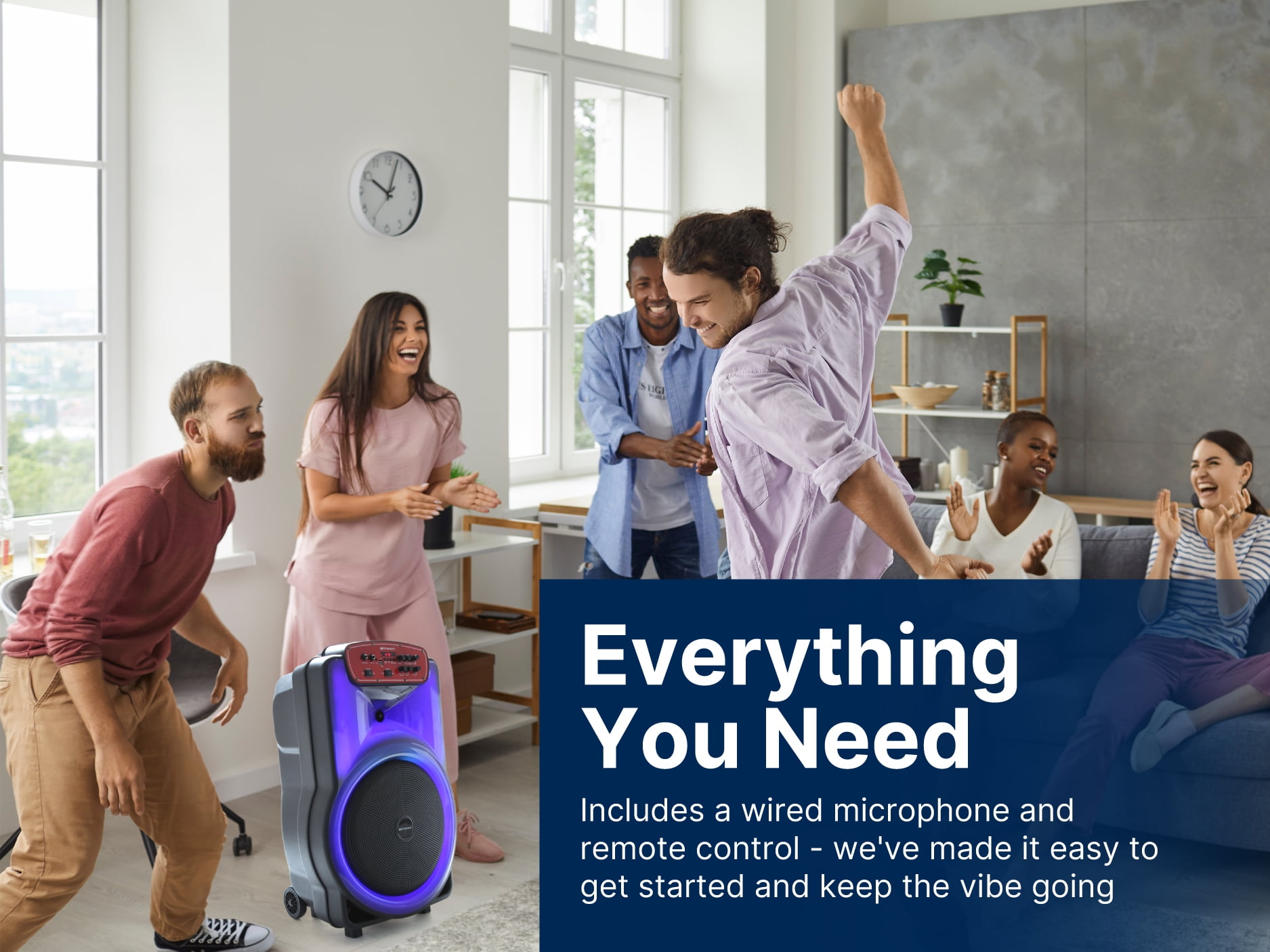 Emerson EDS-1520 Portable Bluetooth 15" Party Speaker with Flame Lighting