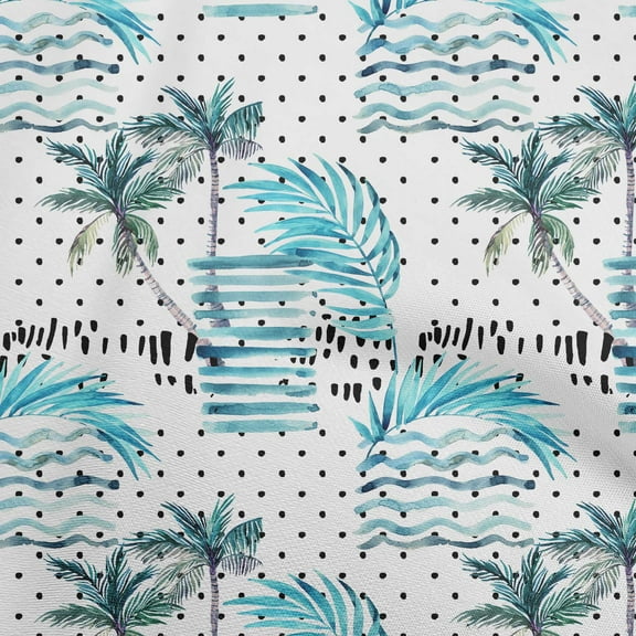 oneOone Polyester Spandex Turquoise Blue Fabric Tropical Sewing Material Print Fabric By The Yard 56 Inch Wide