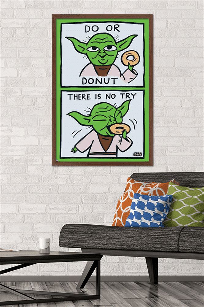Star Wars: Saga - Yoda Donut Wall Poster, 22.375" x 34", Framed