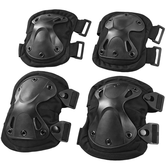 4 Pcs Tactical Knee and Elbow Pads Set, Long-lasting Adjustable Protective Gear for Outdoor Sports, Cycling, Skateboarding, Paintball, Airsoft