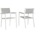 thumbnail image 2 of Modway Maine Aluminum Patio Dining Armchair in White/Light Gray (Set of 2), 2 of 5