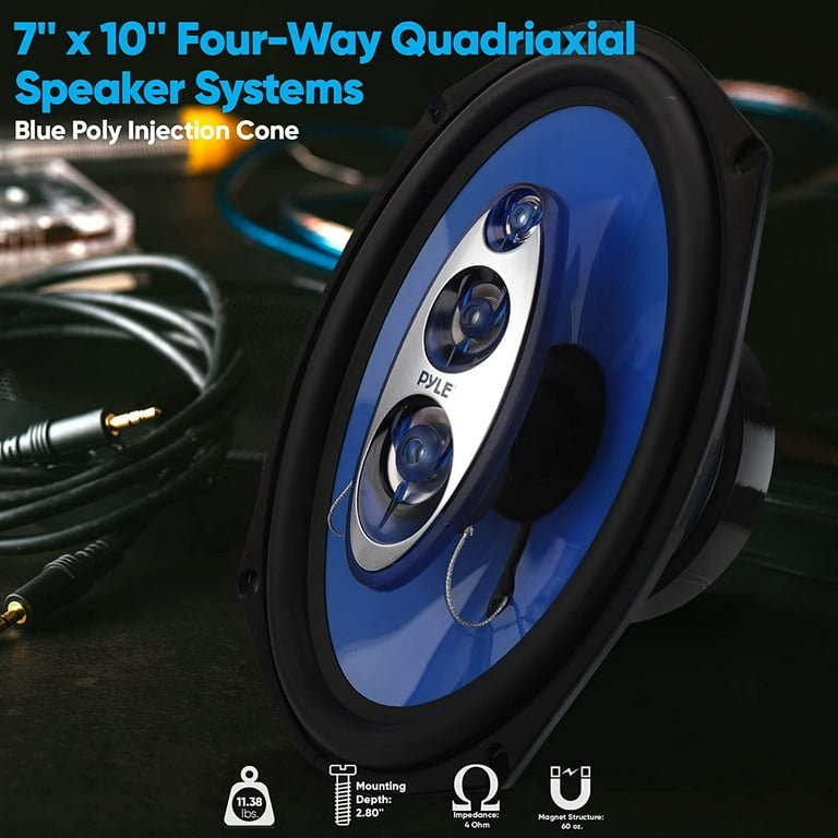 Four-Way Sound Speaker System - Pair 7x10'' Four-Way Quadriaxial