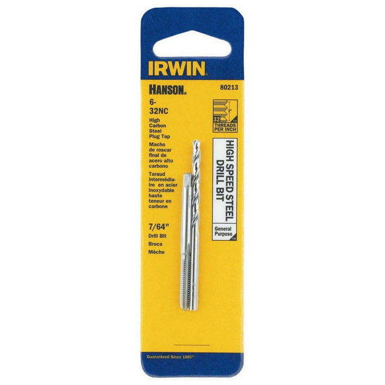 IRWIN 80213 Hanson Machine Screw Tap and Drill Bit Set 6 32 NC