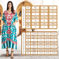 thumbnail image 3 of Miss Lavish London Women’s Floral Ethnic Polyester Kaftan Dress with V Neck & Side Slits- Teal, XL, 3 of 7
