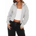 thumbnail image 3 of Sudaderas con Cremallera para Mujer, Conjuntos Casuales, Cárdigan, Ropa de Abrigo, Chaquetas de Invierno de Moda, Abrigos. Gris L, 3 of 8