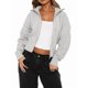 thumbnail image 3 of Sudaderas con Cremallera para Mujer, Conjuntos Casuales, Cárdigan, Ropa de Abrigo, Chaquetas de Invierno de Moda, Abrigos. Gris XL, 3 of 8