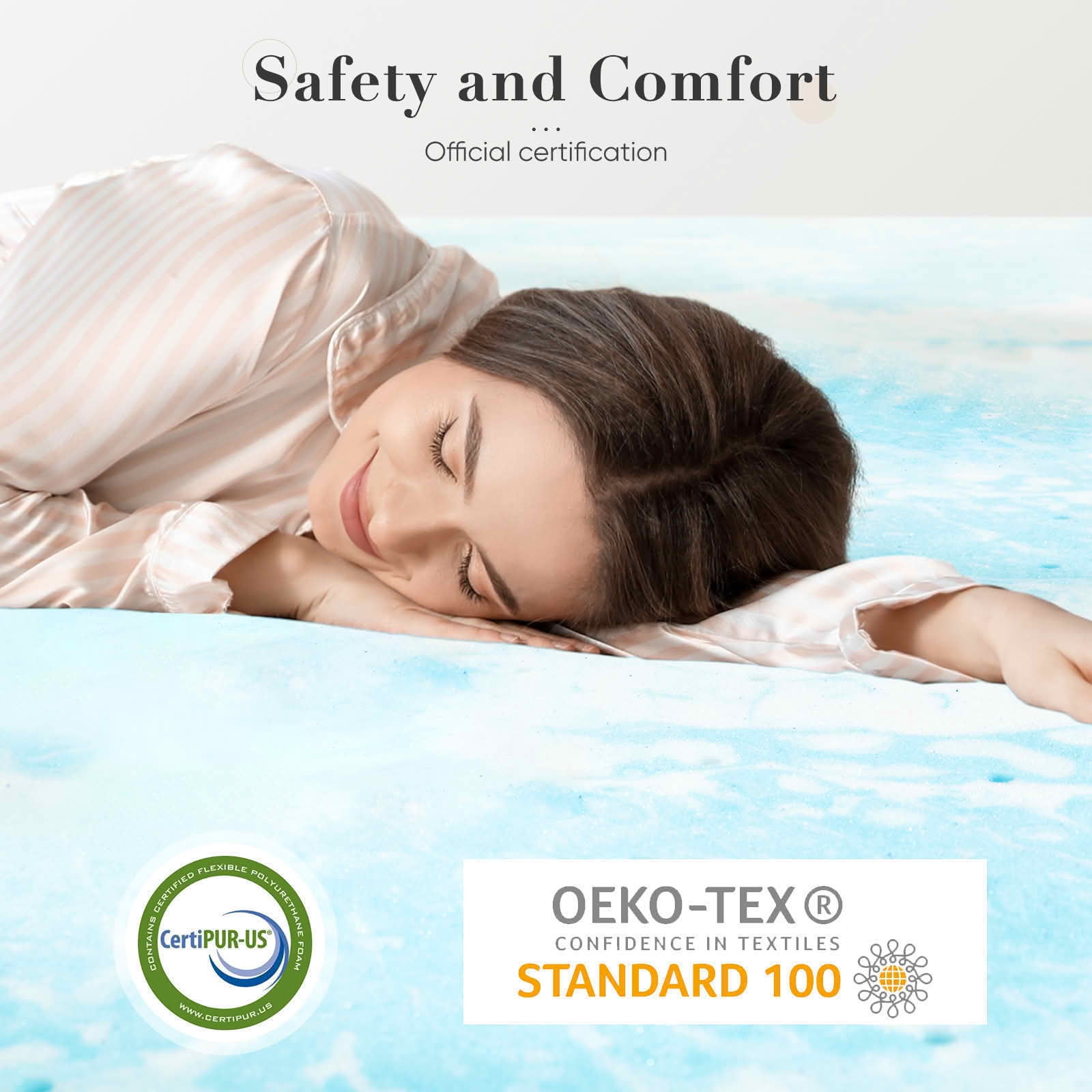 MAYEERTY Memory Foam Bed Topper, Cooling Gel Swirl Infused, Back Pain Relief