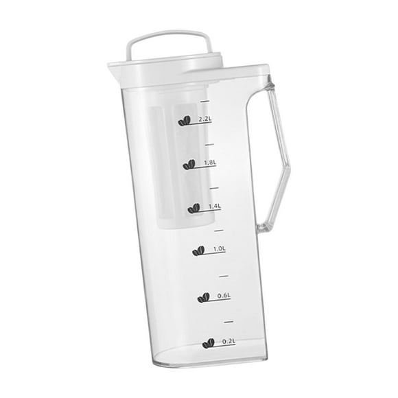 Cafetera helada Cafetera de hielo con tapa, , mango Cafetera portátil para preparar en frío Cafetera fría para jugos Leche casera 2.2L