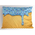 thumbnail image 1 of Ice Cream Pillow Sham Waffle Background with Sky Blue Flavor Yummy Sweet Summer Seasonal Artful Design, Decorative Standard Queen Size Printed Pillowcase, 30 X 20 Inches, Apricot, by Ambesonne, 1 of 2