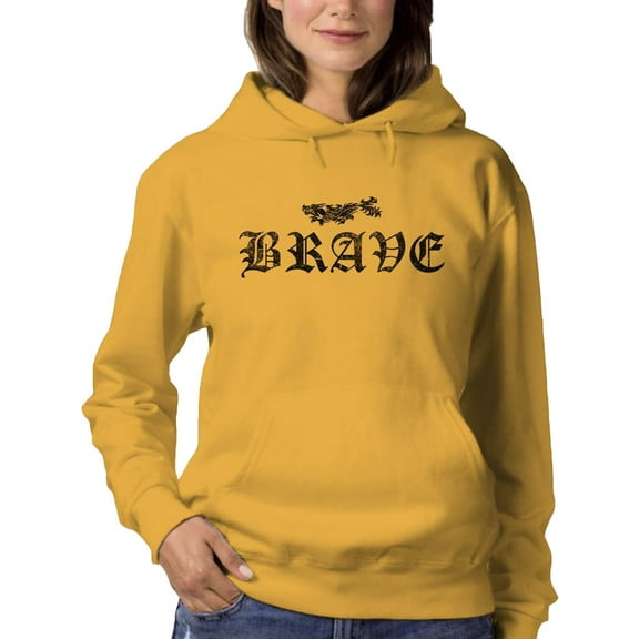 Japanese Dragon Brave Text Hoodie Women -Image by Shutterstock, Female Small