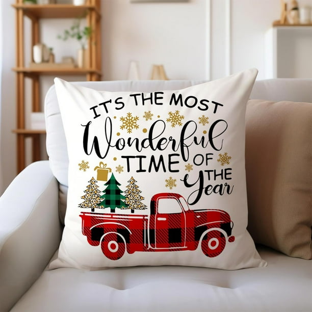 Funda de cojín navideña | Funda decorativa para cojín de sofá, sillón, cama y silla | Funda de cojín cuadrada de 45 x 45 cm | Cojín decorativo para sala de estar, dormitorio y oficina.