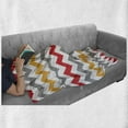 thumbnail image 5 of Chevron Soft Flannel Fleece Blanket, Retro Chevron Pattern Abstract Waves Happiness Contrasting Colors Creativity, Cozy Plush for Indoor and Outdoor Use, 70" x 90", Grey Marigold Red, by Ambesonne, 5 of 5