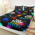 thumbnail image 3 of Homewish Video Game 4pcs Bed Sheets For Boys Girls,Abstract Graffiti Splash King Sheets,Black Gamepads Super Cozy Sheet Set,Microfiber Bedroom Decor, 3 of 7