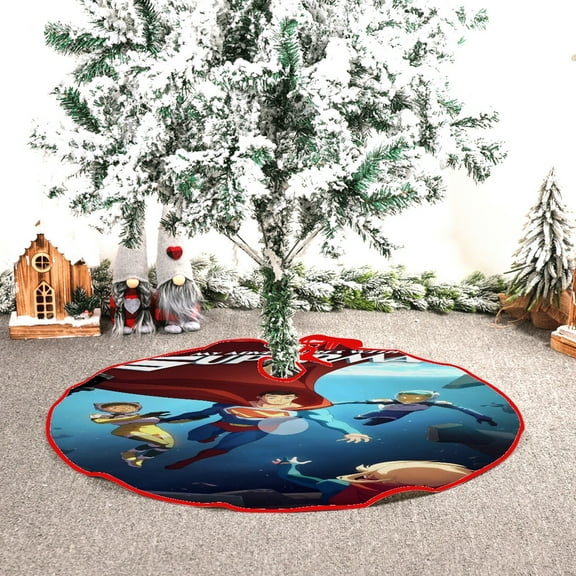 This My Adventures with Superman fleece Christmas tree skirt,diameter 29.9in