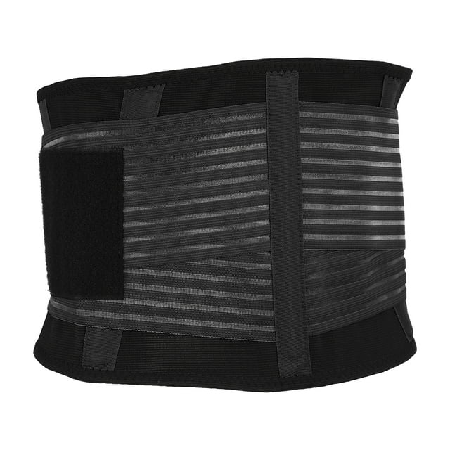 Unique Bargains Breathable Back Brace Lumbar Support Mesh Design Adjustable Straps Lower Back Brace Black Size 2XL