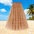 thumbnail image 3 of Ygbgbb Women's Tiered Tulle Maxi Skirt High Waisted Fluffy Long Skirt Flowy A-Line Skirt Lightweight Solid Tulle Skirt for Wedding Guest Party and Special Occasions Khaki M, 3 of 4